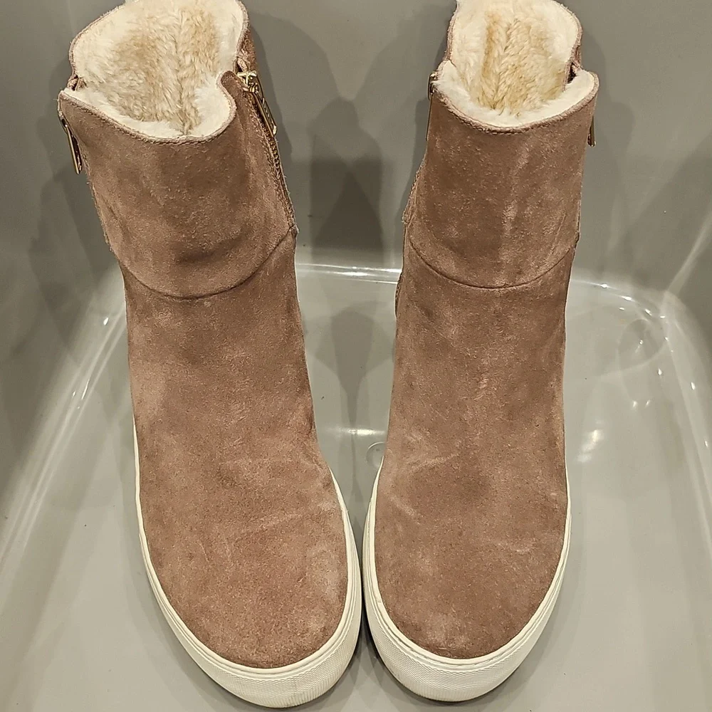 J/SLIDES Waterproof 2-Way Suede w/ Faux Fur Booties